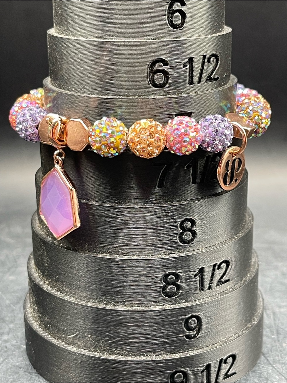 Bomb Party "Lucky in Love" Rhinestone-Encrusted Pave Ball Beads Stretch Bracelet - Picture 4 of 4